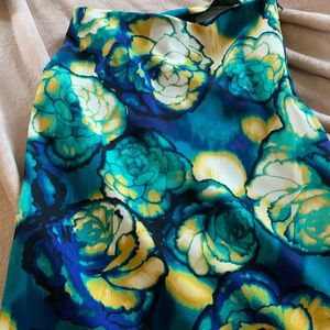 Blue and green carnation pencil skirt
